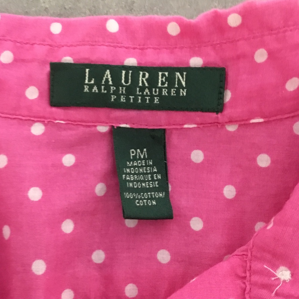 Ralph Lauren polka dot button up shirt convertible sleeves - Picture 4 of 4